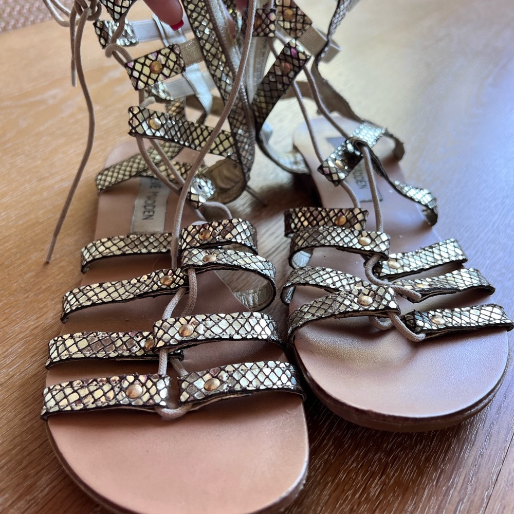 Steve Madden | Women's Gold Snakeskin Gladiator Sandals